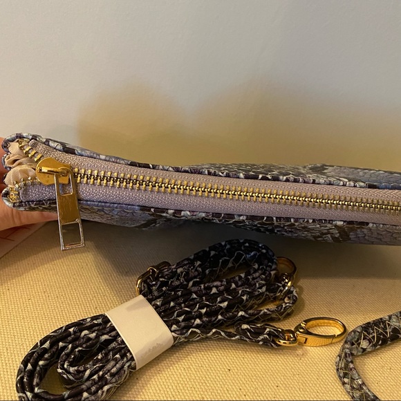 Caroline Hill blue embossed clutch - Picture 2 of 4